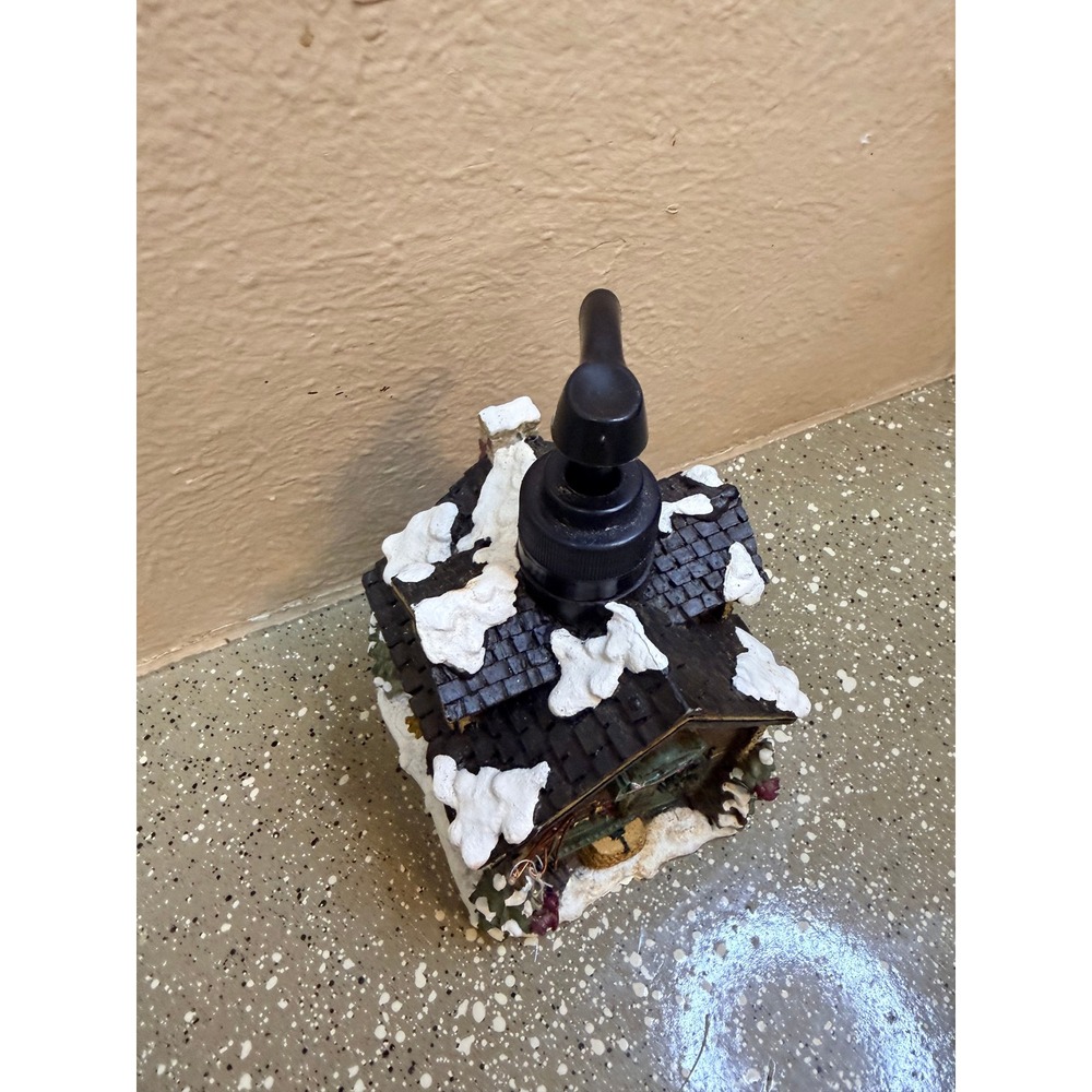 Winter Log Cabin Soap Dispenser Snow Covered Lake Lodge Moose Decor